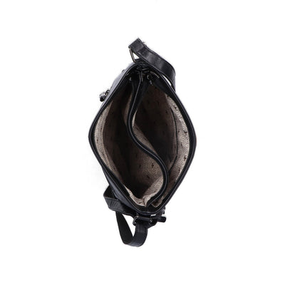 RIEKER - H1316-62 CROSSBODY BAG WITH GEOMETRIC DETAIL - BLACK/TAUPE