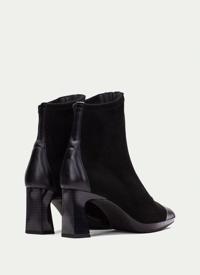 HISPANITAS - HI243714 MEDIUM HEEL FRONT ZIP ANKLE BOOT - BLACK SUEDE/LEATHER