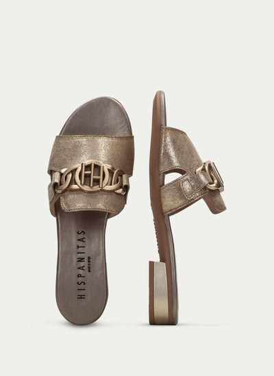 HISPANITAS - HV243268 LOW HEEL FASHION MULE - GOLD