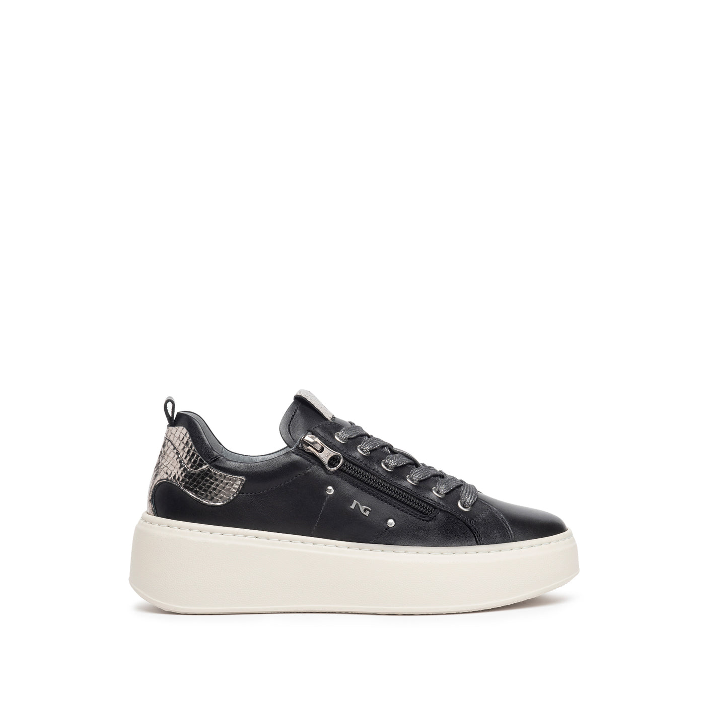 NEROGIARDINI - I308460D 100 LACED FASHION SHOE WITH ZIP - BLACK/SILVER