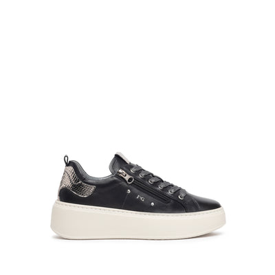 NEROGIARDINI - I308460D 100 LACED FASHION SHOE WITH ZIP - BLACK/SILVER