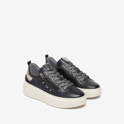 NEROGIARDINI - I308460D 100 LACED FASHION SHOE WITH ZIP - BLACK/SILVER
