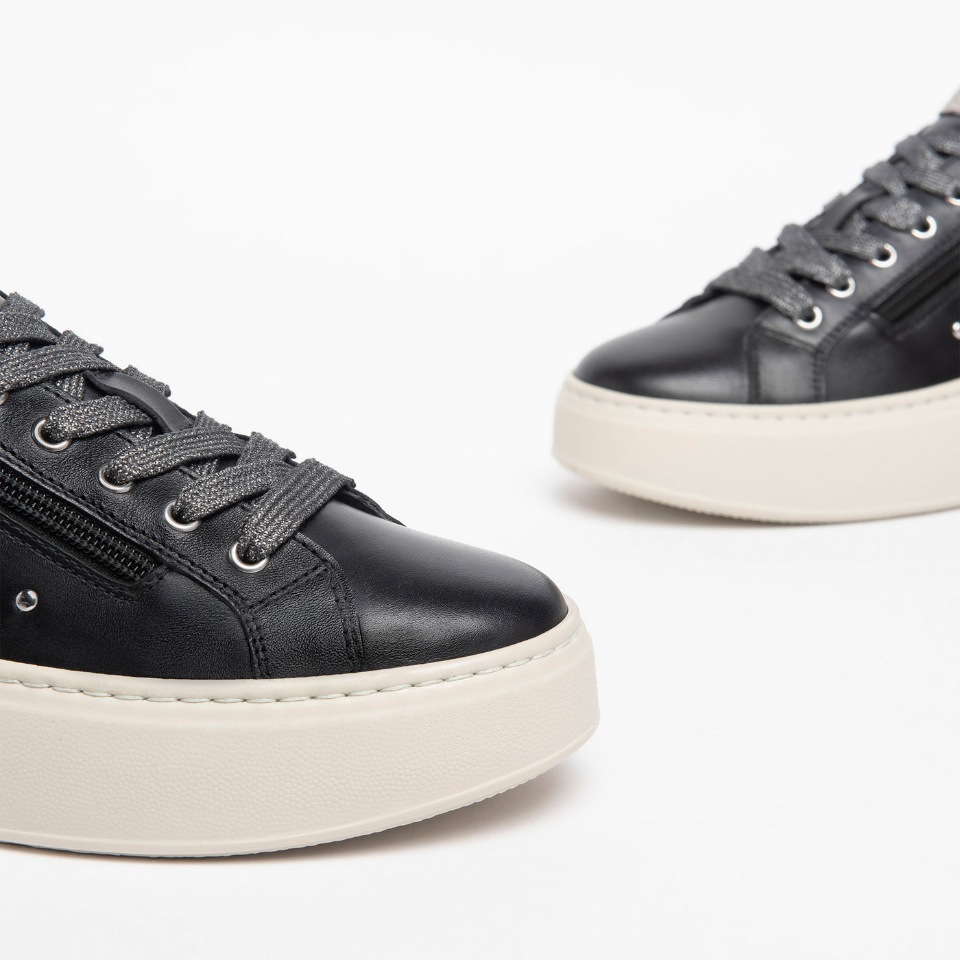 NEROGIARDINI - I308460D 100 LACED FASHION SHOE WITH ZIP - BLACK/SILVER