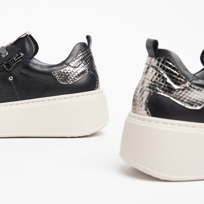 NEROGIARDINI - I308460D 100 LACED FASHION SHOE WITH ZIP - BLACK/SILVER