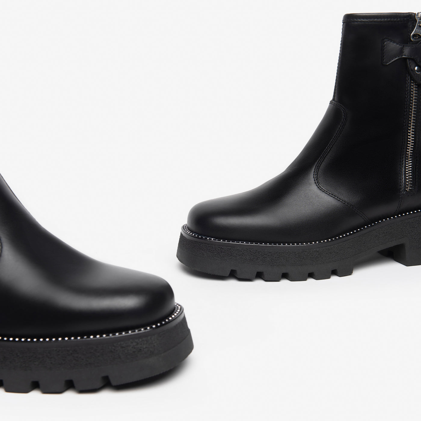 NEROGIARDINI - I309031D 100 FLAT TWIN ZIP BOOT - BLACK LEATHER