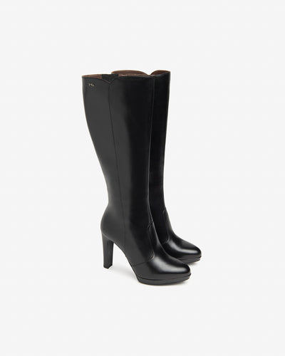 NeroGiardini - I410982D 100 HIGH HEEL ZIP KNEE HIGH BOOT - BLACK LEATHER