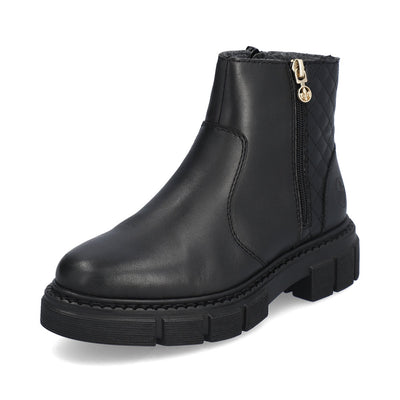 RIEKER - M3870-00 CHUNKY CHELSEA BOOT WITH ELASTICATED CUFF - BLACK