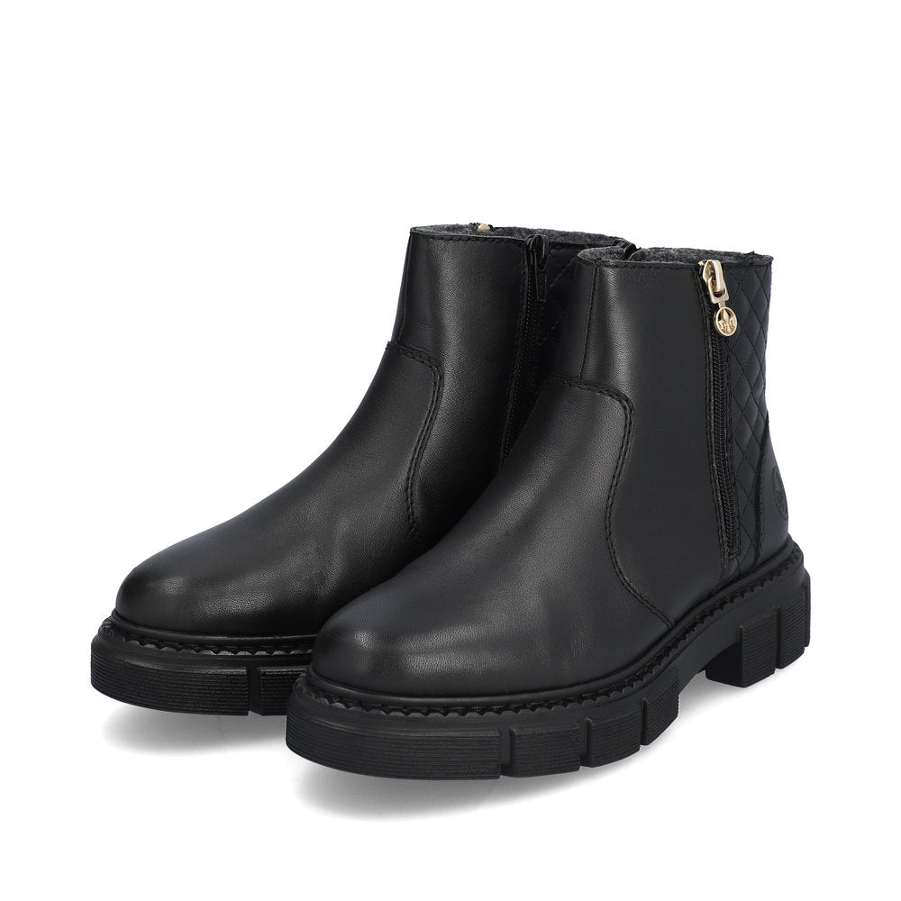 RIEKER - M3870-00 CHUNKY CHELSEA BOOT WITH ELASTICATED CUFF - BLACK