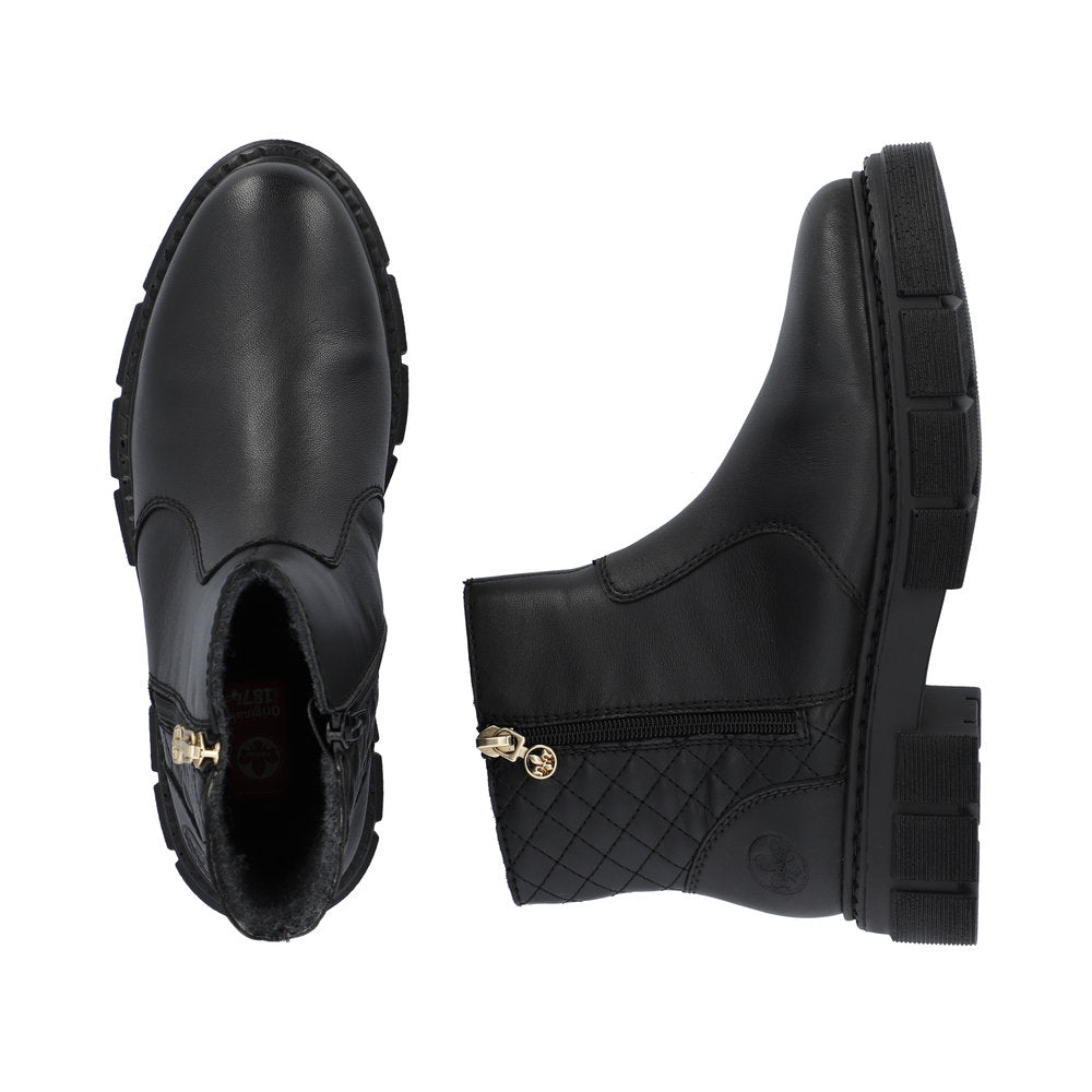 RIEKER - M3870-00 CHUNKY CHELSEA BOOT WITH ELASTICATED CUFF - BLACK