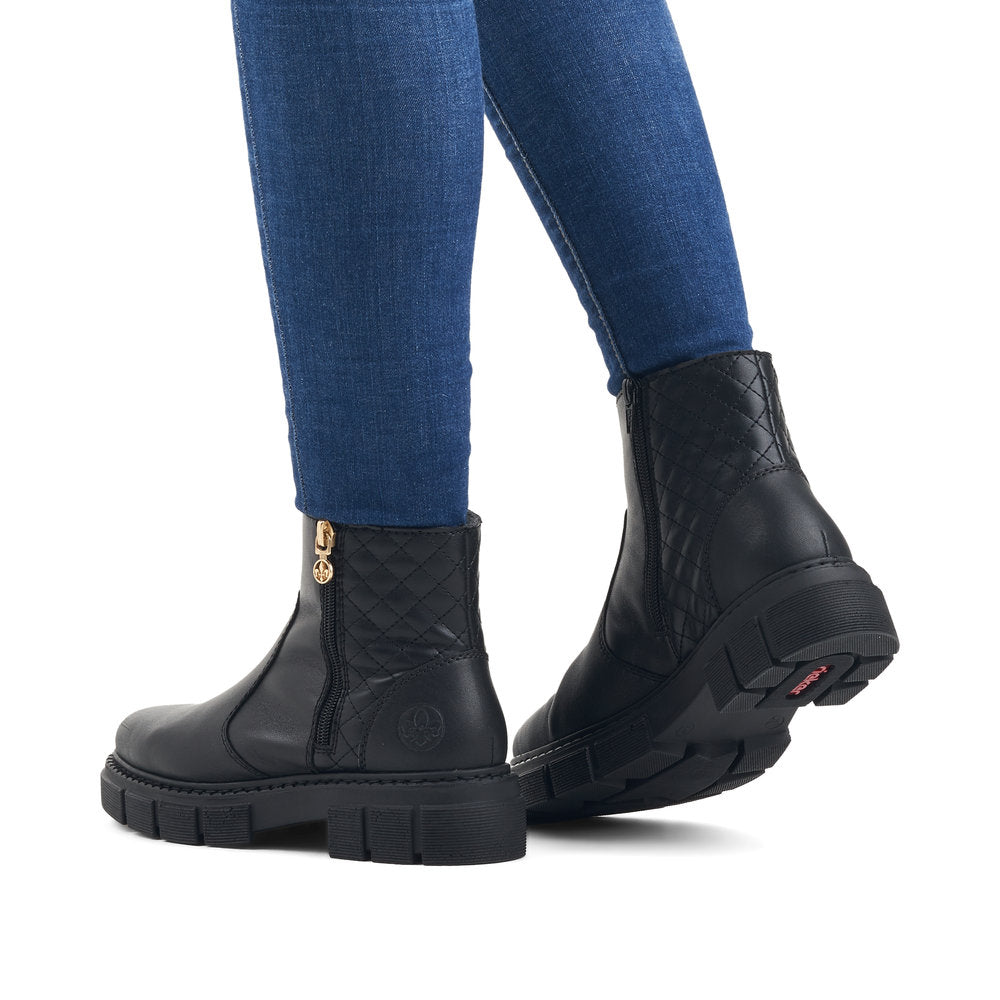 RIEKER - M3870-00 CHUNKY CHELSEA BOOT WITH ELASTICATED CUFF - BLACK