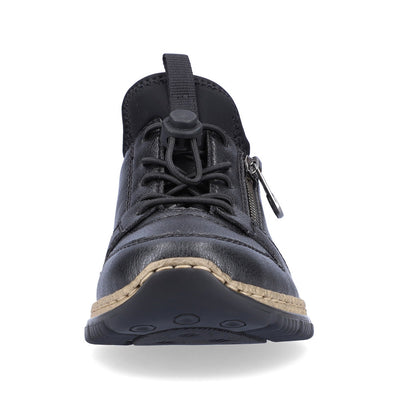 RIEKER - N32G0-00 TOGGLE LACE COMFORT SHOE WITH CORK MIDSOLE - BLACK