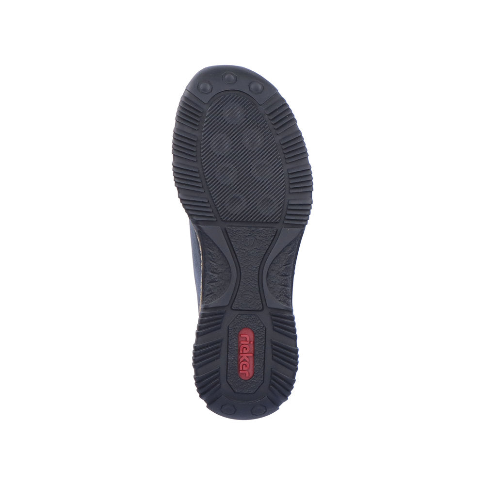 RIEKER - N32G0-00 TOGGLE LACE COMFORT SHOE WITH CORK MIDSOLE - BLACK