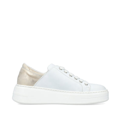 RIEKER - N5440-80 LACED FASHION SHOE - WHITE/GOLD