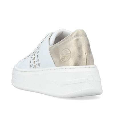 RIEKER - N5440-80 LACED FASHION SHOE - WHITE/GOLD
