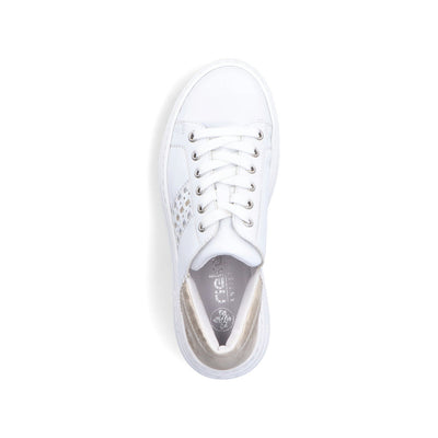 RIEKER - N5440-80 LACED FASHION SHOE - WHITE/GOLD