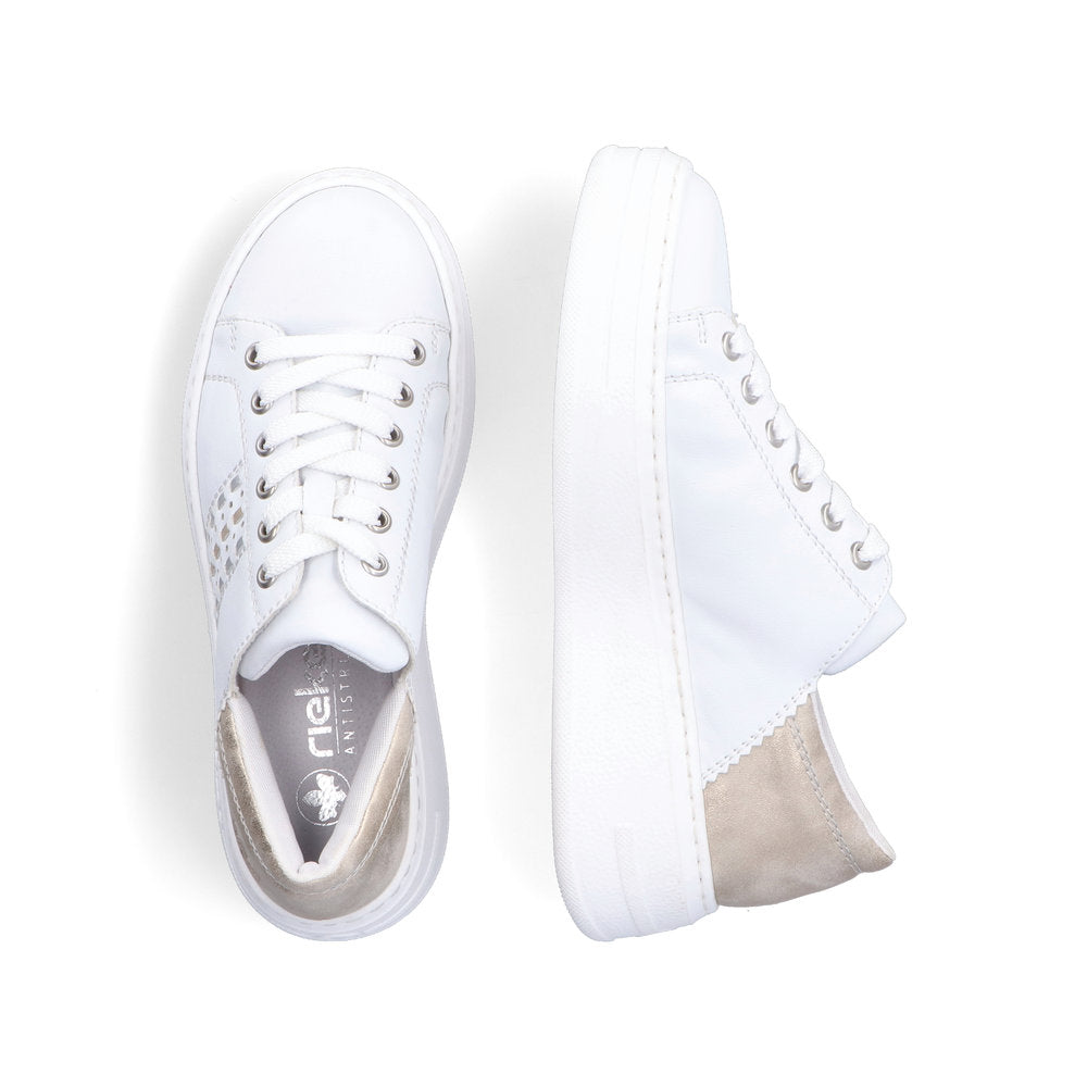 RIEKER - N5440-80 LACED FASHION SHOE - WHITE/GOLD