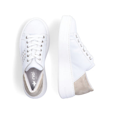 RIEKER - N5440-80 LACED FASHION SHOE - WHITE/GOLD