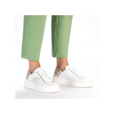 RIEKER - N5440-80 LACED FASHION SHOE - WHITE/GOLD