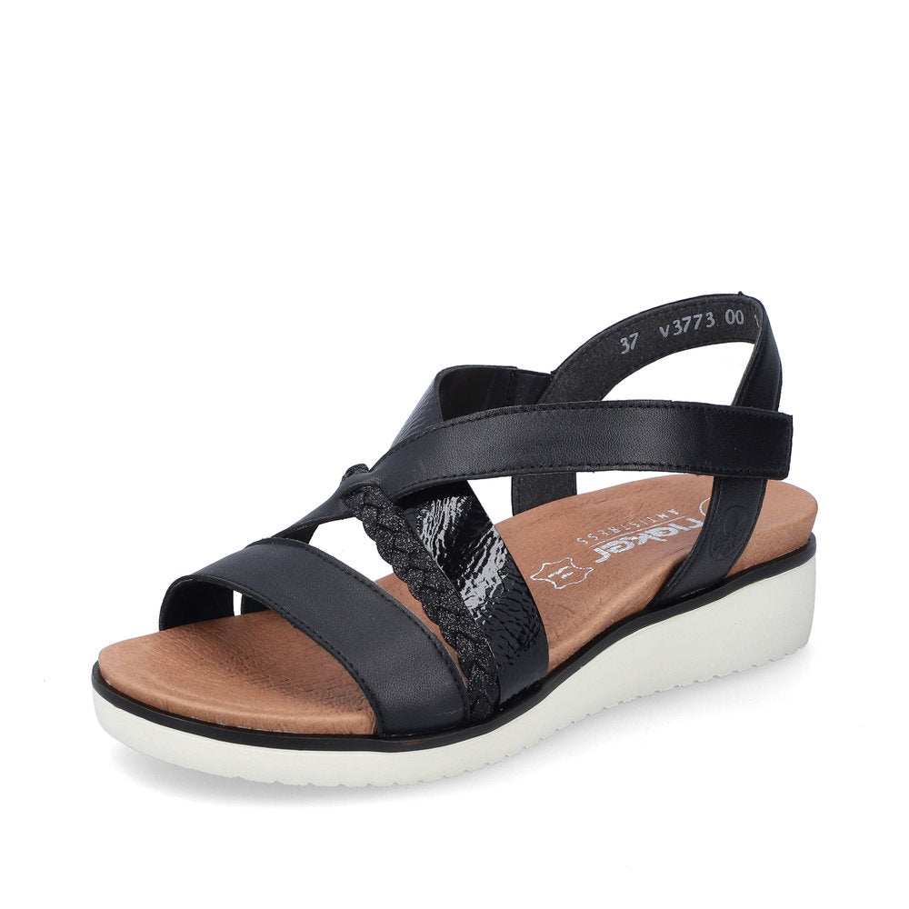 RIEKER - V3773-00 VELCRO STRAP SANDAL - BLACK