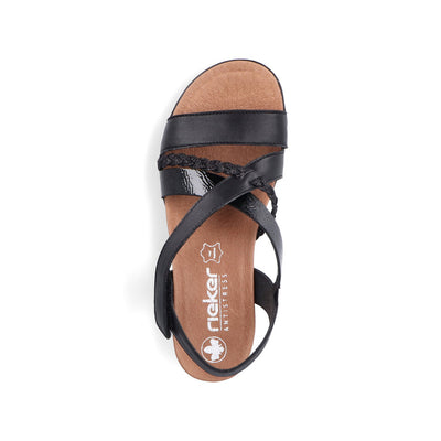 RIEKER - V3773-00 VELCRO STRAP SANDAL - BLACK