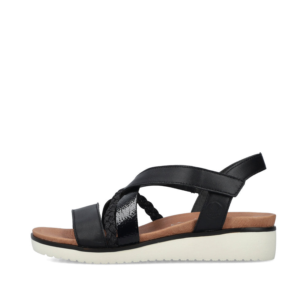 RIEKER - V3773-00 VELCRO STRAP SANDAL - BLACK