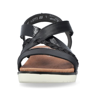 RIEKER - V3773-00 VELCRO STRAP SANDAL - BLACK