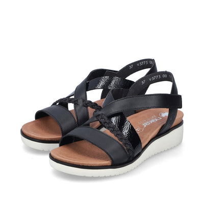 RIEKER - V3773-00 VELCRO STRAP SANDAL - BLACK