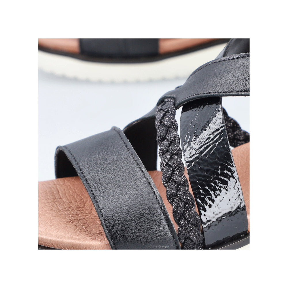 RIEKER - V3773-00 VELCRO STRAP SANDAL - BLACK