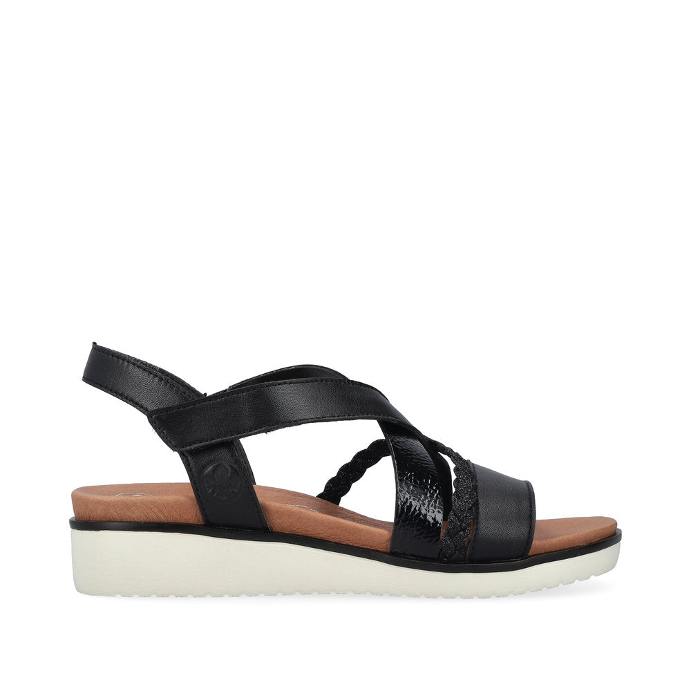 RIEKER - V3773-00 VELCRO STRAP SANDAL - BLACK