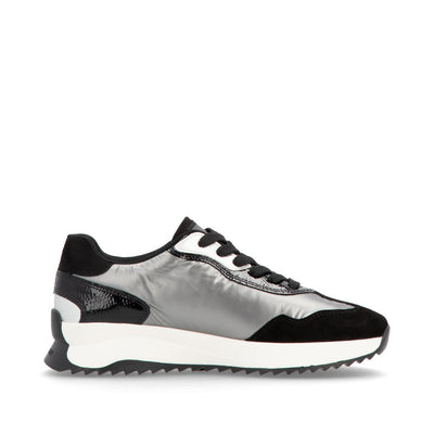 RIEKER - W1306-42 LACED FASHION SHOE - BLACK/SILVER