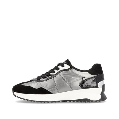 RIEKER - W1306-42 LACED FASHION SHOE - BLACK/SILVER