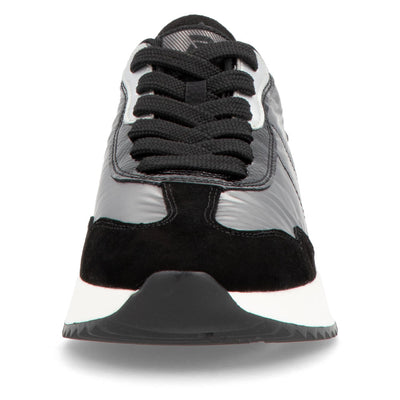 RIEKER - W1306-42 LACED FASHION SHOE - BLACK/SILVER