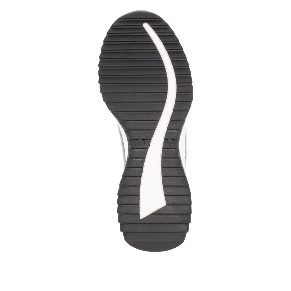 RIEKER - W1306-42 LACED FASHION SHOE - BLACK/SILVER