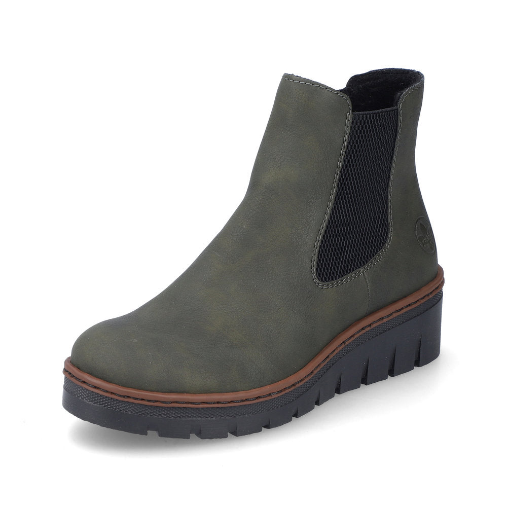 RIEKER - X9172-54 LOW WEDGE ANKLE BOOT - GREEN