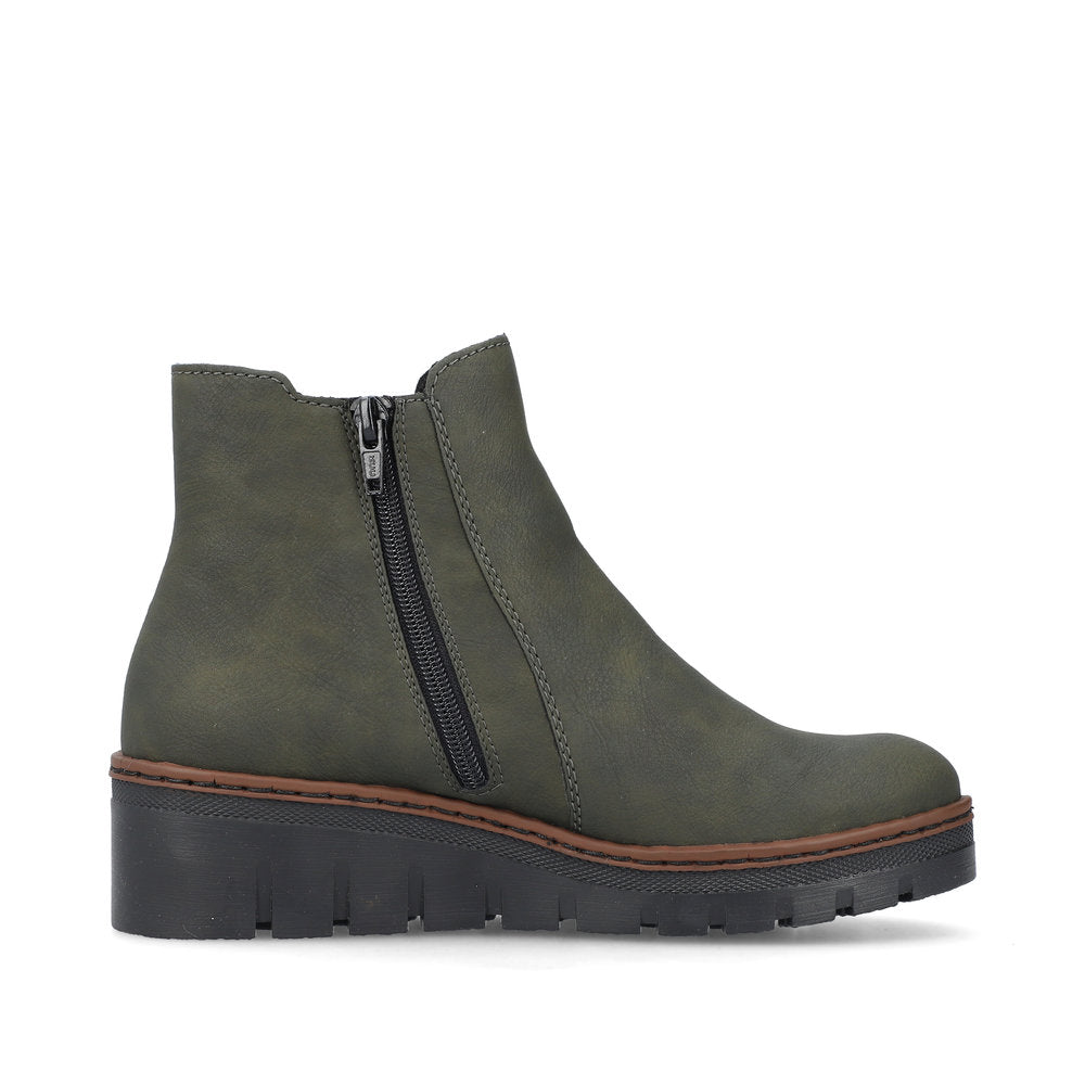 RIEKER - X9172-54 LOW WEDGE ANKLE BOOT - GREEN