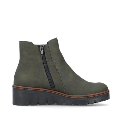 RIEKER - X9172-54 LOW WEDGE ANKLE BOOT - GREEN