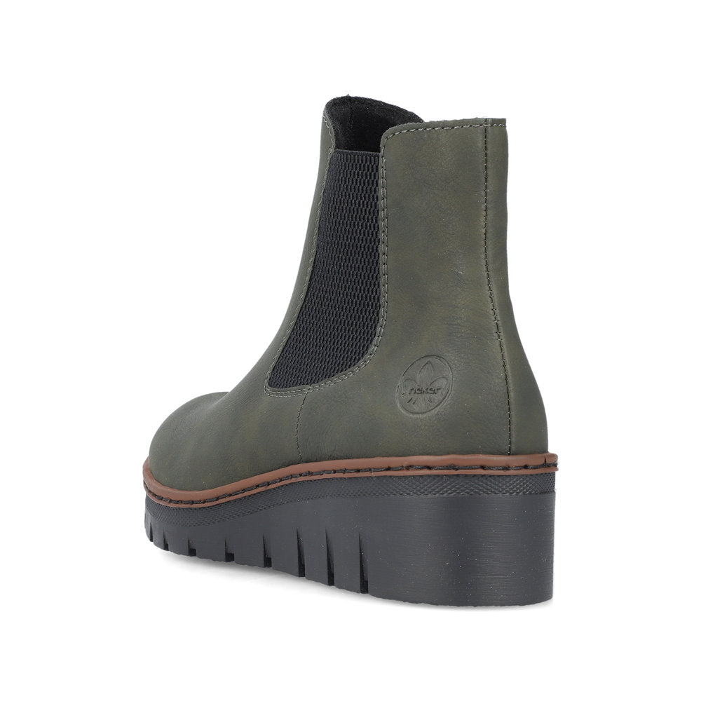 RIEKER - X9172-54 LOW WEDGE ANKLE BOOT - GREEN