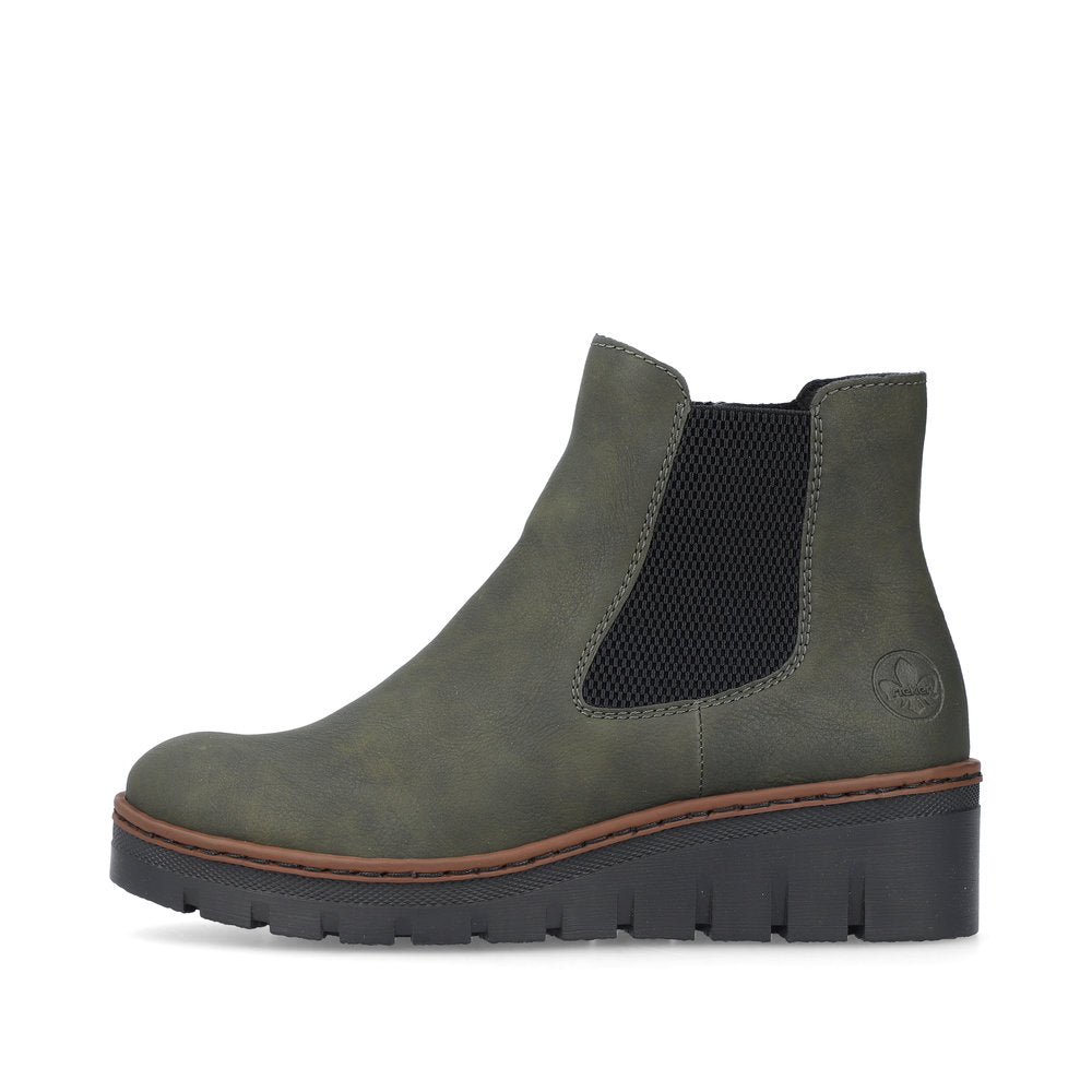 RIEKER - X9172-54 LOW WEDGE ANKLE BOOT - GREEN