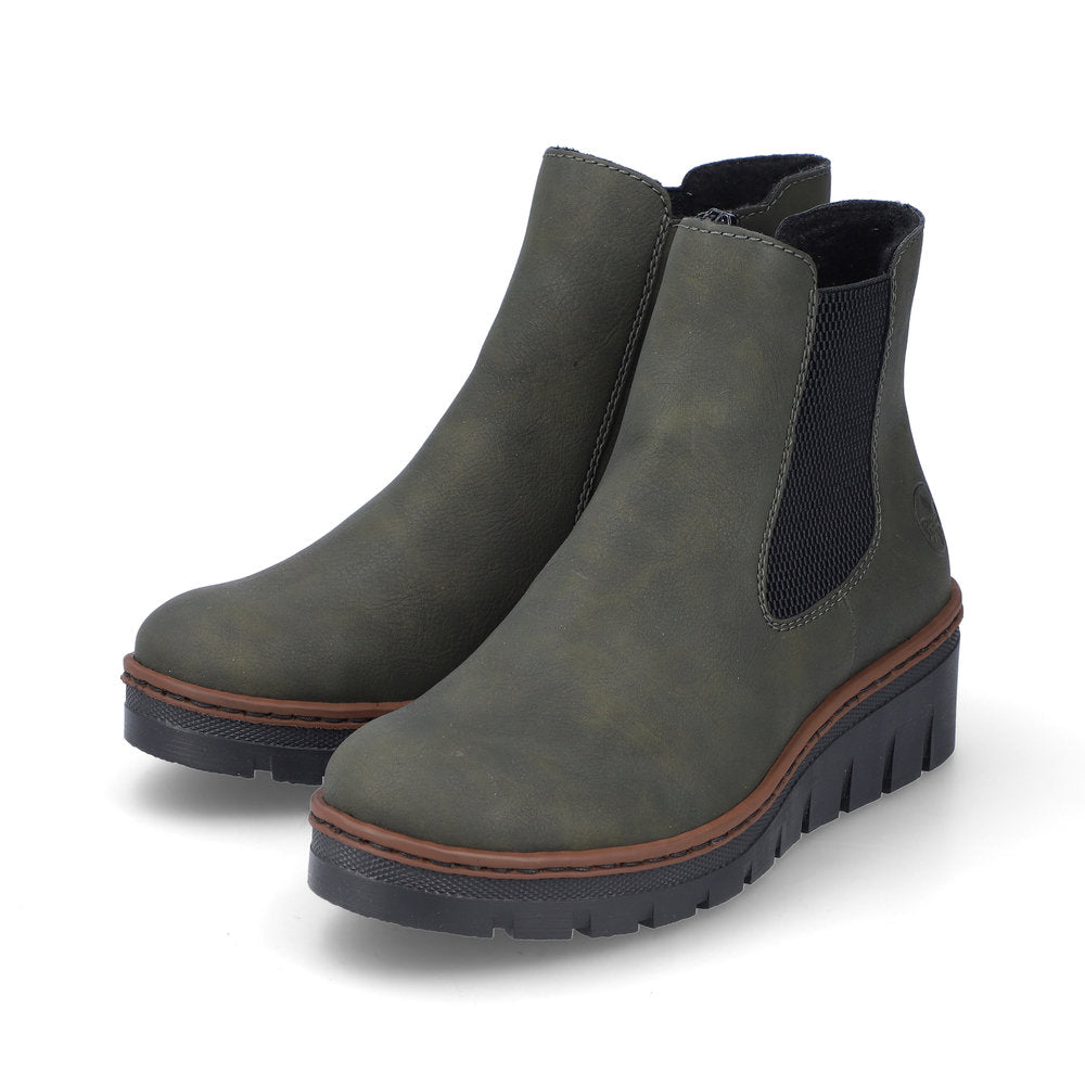 RIEKER - X9172-54 LOW WEDGE ANKLE BOOT - GREEN