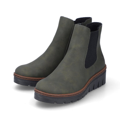RIEKER - X9172-54 LOW WEDGE ANKLE BOOT - GREEN