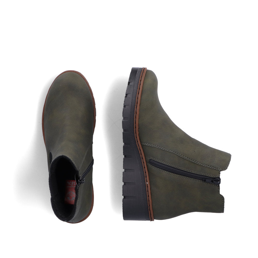 RIEKER - X9172-54 LOW WEDGE ANKLE BOOT - GREEN