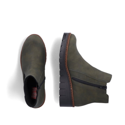 RIEKER - X9172-54 LOW WEDGE ANKLE BOOT - GREEN