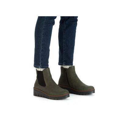 RIEKER - X9172-54 LOW WEDGE ANKLE BOOT - GREEN