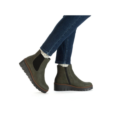 RIEKER - X9172-54 LOW WEDGE ANKLE BOOT - GREEN