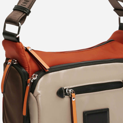 BINNARI - 20282 ESTEPONA CROSSBODY BAG - BEIGE/ORANGE MULTI
