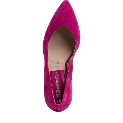 TAMARIS -  HI HEEL COURT SHOE - CRANBERRY