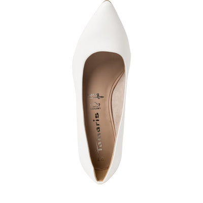 TAMARIS - LOW HEEL COURT SHOE - WHITE