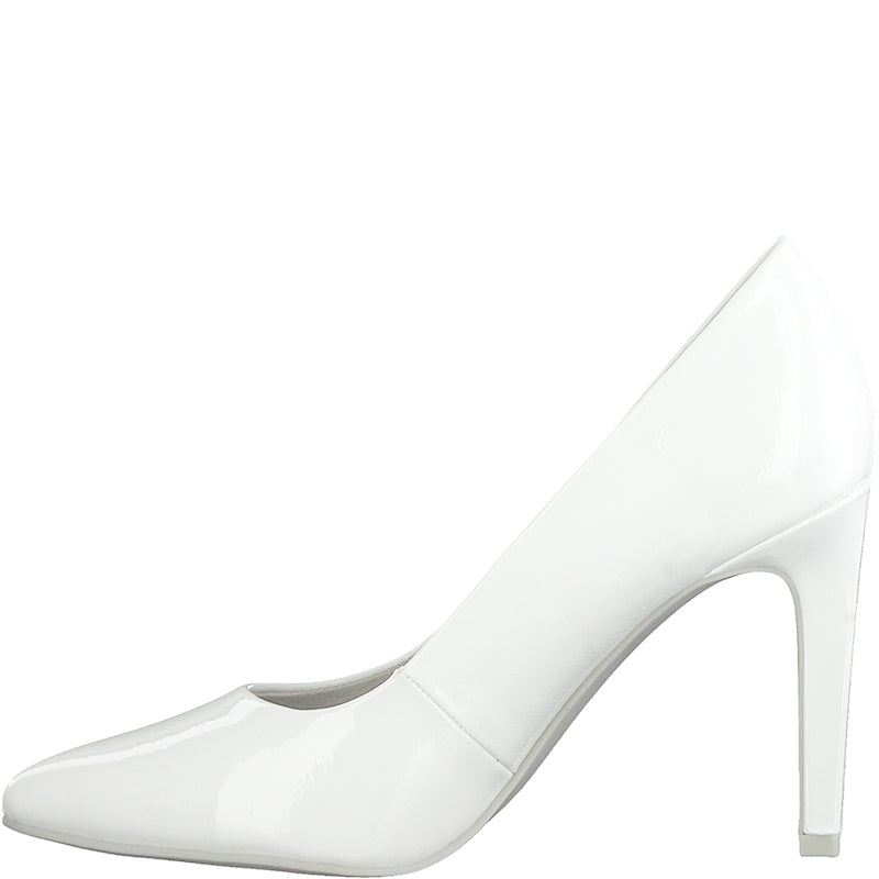 MARCO TOZZI - HI HEEL COURT SHOE - WHITE PATENT