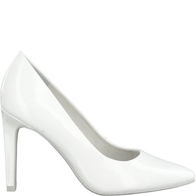 MARCO TOZZI - HI HEEL COURT SHOE - WHITE PATENT