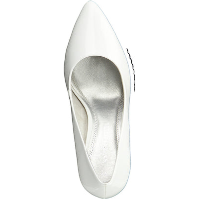 MARCO TOZZI - HI HEEL COURT SHOE - WHITE PATENT